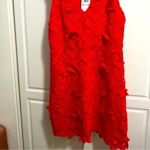 Michael Kors Red Lace Sleeveless Dress side Zipper Slit, size 10.